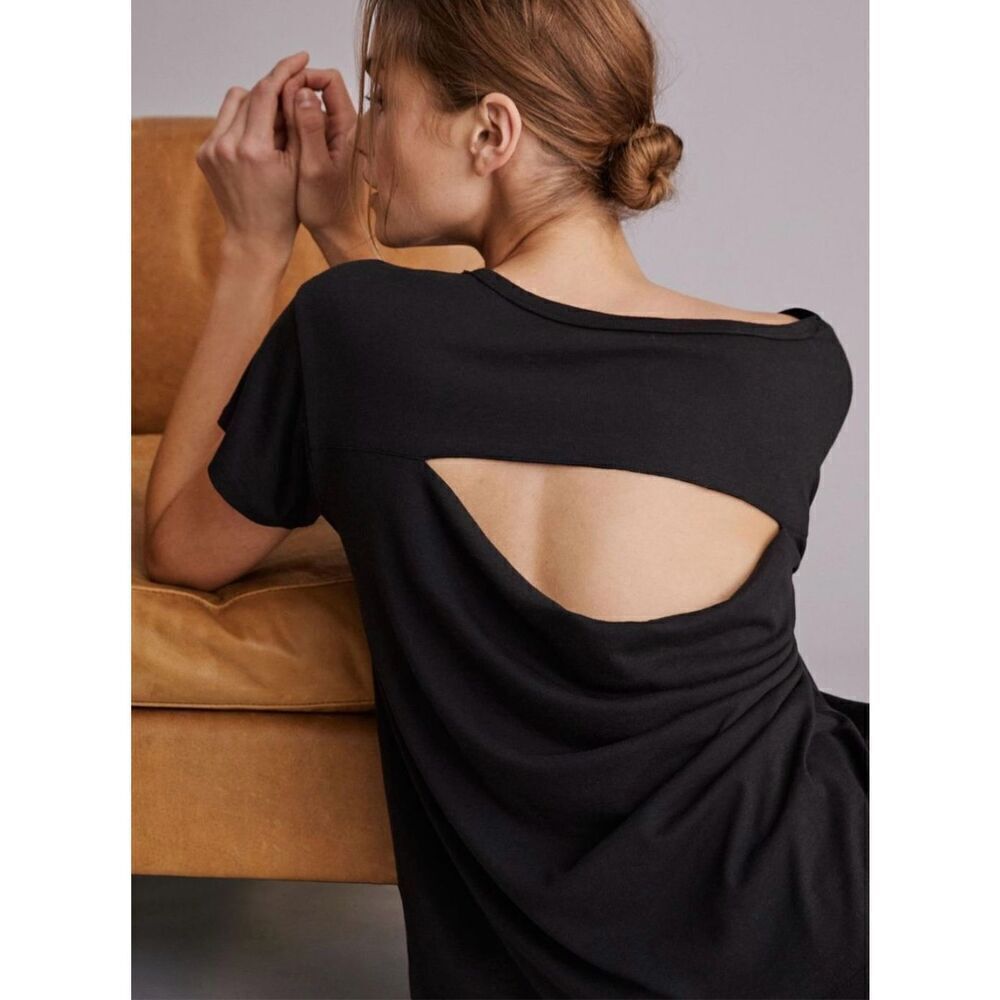 Anthropologie Daily Practice Draped Cut Out Top Sz XS Black